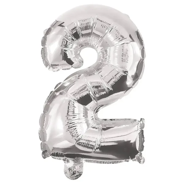 Numerosi palloncini in lamina color argento – numero 2, 86 cm immagine 1