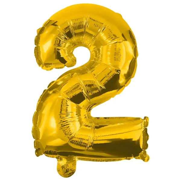 Numerosi palloncini in lamina color oro – numero 2, 86 cm immagine 1