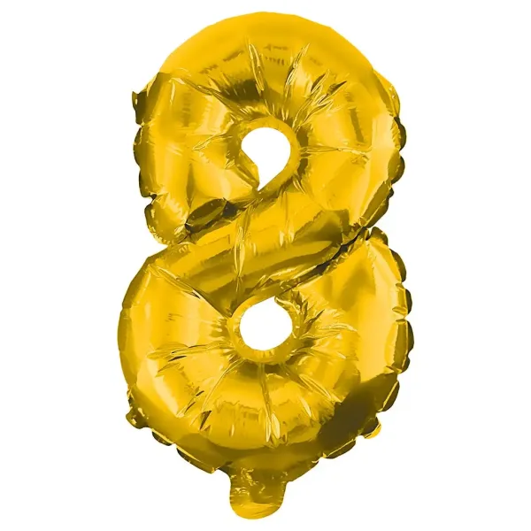 Numerosi palloncini in lamina color oro – numero 8, 86 cm immagine 1