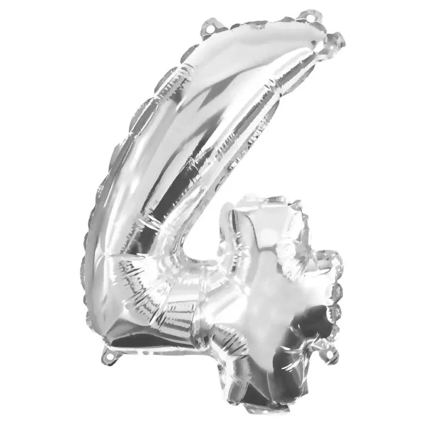 Numerosi palloncini in mylar color argento – numero 4, 32 cm immagine 1