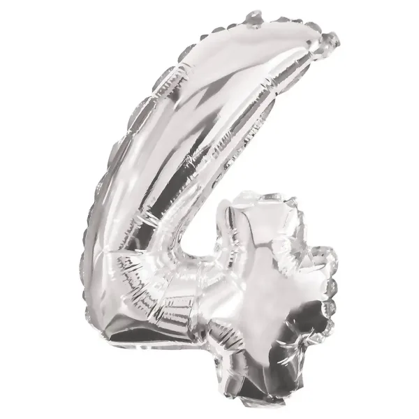 Numerosi palloncini in mylar color argento – numero 4, 86 cm immagine 1