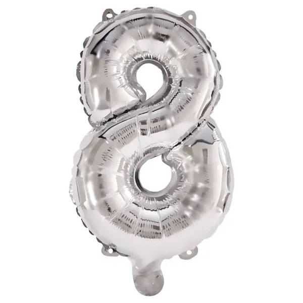 Numerosi palloncini in mylar color argento – numero 8, 86 cm immagine 1