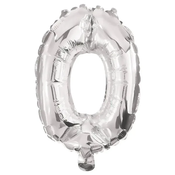 Numerosi palloncini in mylar color argento - numero 0, 86 cm immagine 1