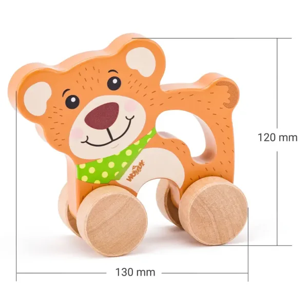 Orsetto in legno da spingere con manico - Woodyland immagine 2