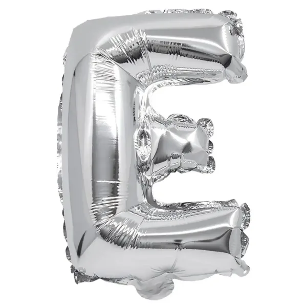 Palloncino in foglio a forma di lettera E in colore argento - Lettera E 32cm immagine 1