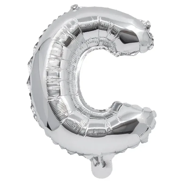 Palloncino in mylar a forma di lettera C colore argento - 32 cm immagine 1