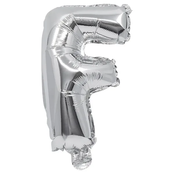 Palloncino in mylar a forma di lettera F colore argento - Lettera F 32cm immagine 1
