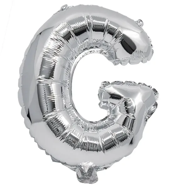 Palloncino in forma di lettera in foil color argento – lettera G 32cm immagine 1
