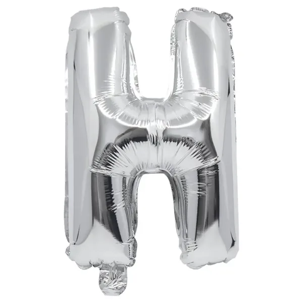 Palloncino in mylar a forma di lettera H colore argento - 32 cm immagine 1