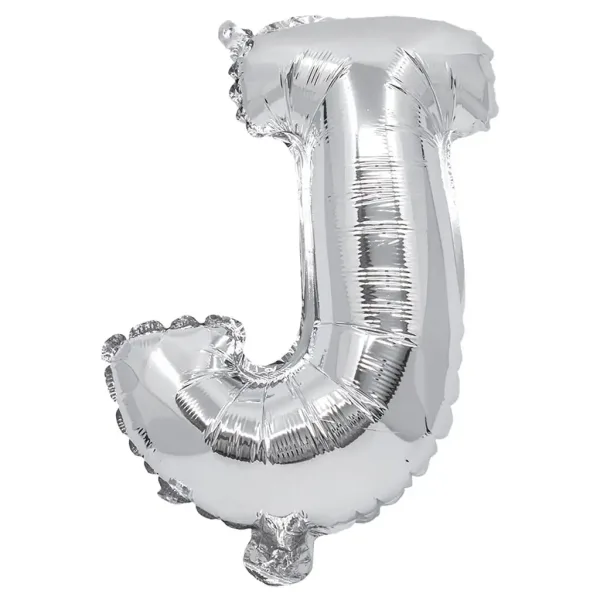 Palloncino in mylar a forma di lettera J colore argento - 32 cm immagine 1