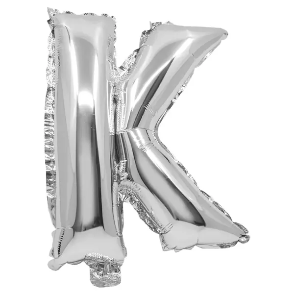 Palloncino in mylar a forma di lettera K colore argento - 32 cm immagine 1