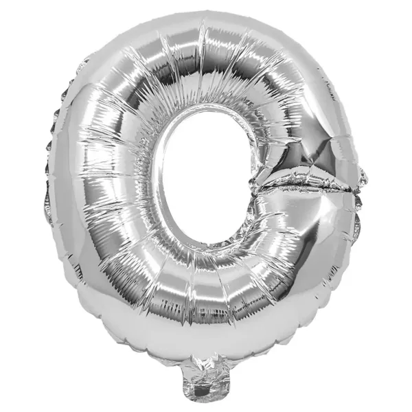 Palloncino in mylar a forma di lettera O colore argento - 32 cm immagine 1
