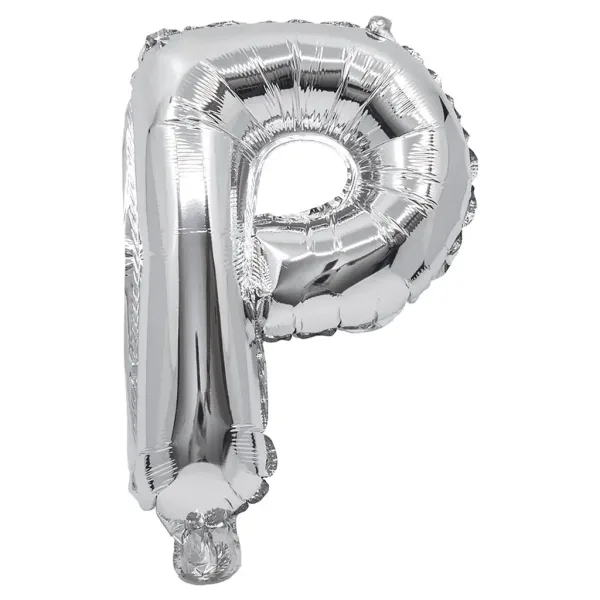 Palloncino in mylar a forma di lettera P colore argento - 32 cm immagine 1