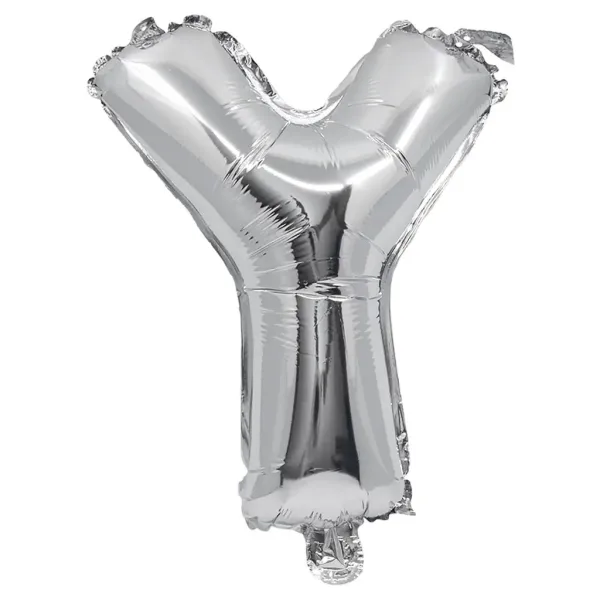 Palloncino in mylar a forma di lettera Y colore argento - 32 cm immagine 1