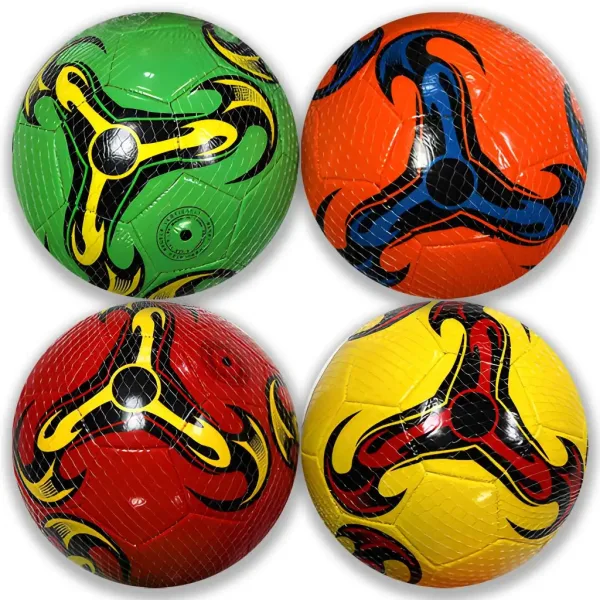 Pallone da calcio in pelle sintetica con motivi in diversi colori, 23 cm immagine 1
