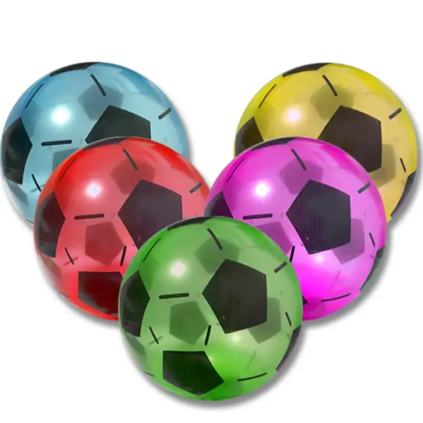 Pallone di gomma con motivo di pallone da calcio colorato in diversi colori 23 cm immagine 1
