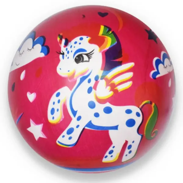 Pallone di gomma con motivo di unicorno rosa 23 cm immagine 1