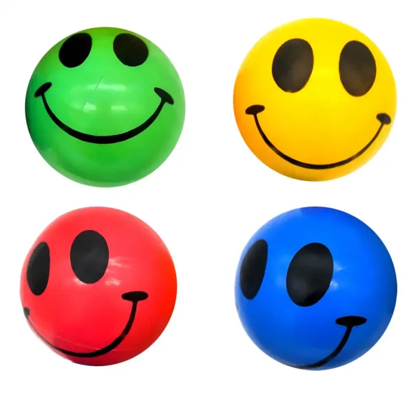 Pallone di gomma con motivo smiley da 23 cm in diverse varianti di colore immagine 1
