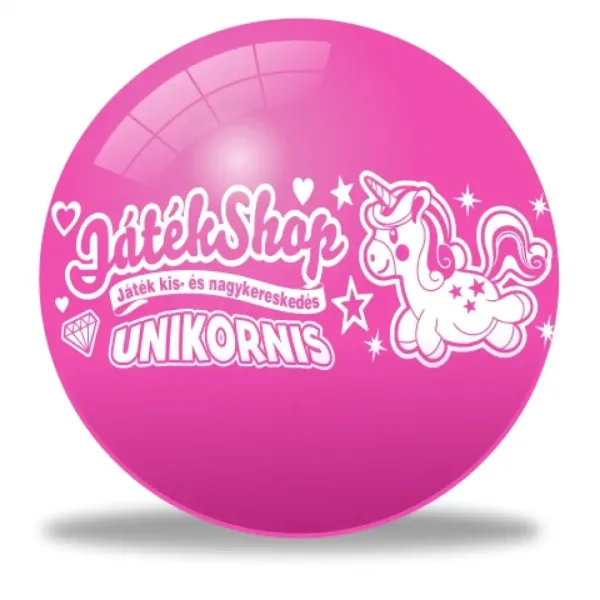 Pallone di gomma rosa unicorno da 22 cm immagine 1