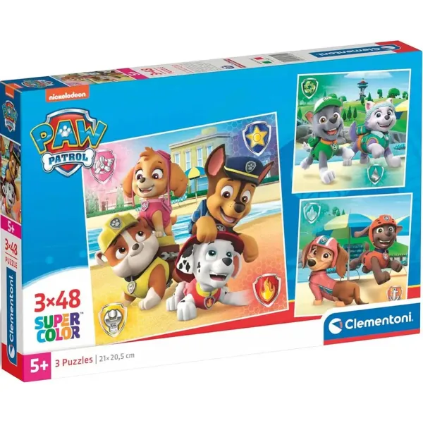 Paw Patrol 3x48 pezzi Supercolor puzzle - Clementoni immagine 1