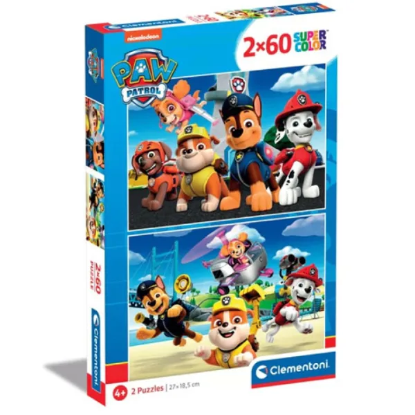Paw Patrol Supercolor 2 in 1 puzzle 2x60 pezzi - Clementoni immagine 1
