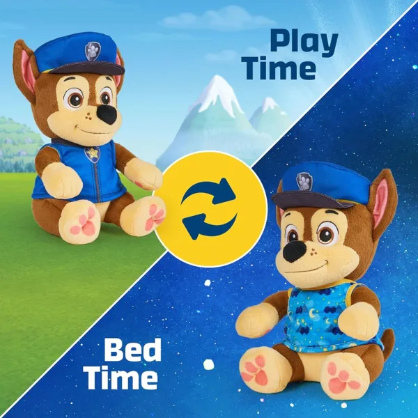 Paw Patrol: peluche di Chase da 25 cm con pigiama reversibile - Spin Master immagine 4
