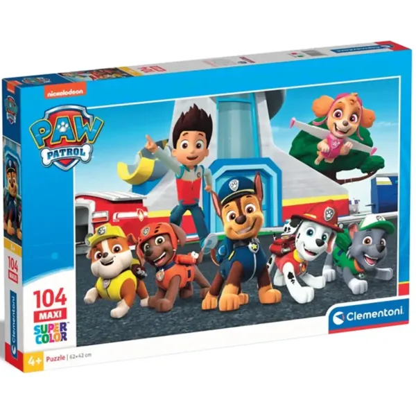 Paw Patrol pronti per lazione puzzle maxi supercolor da 104 pezzi - Clementoni immagine 1