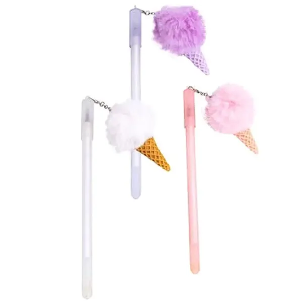 Penna a sfera con decorazione a pompon gelato in diverse varianti immagine 1