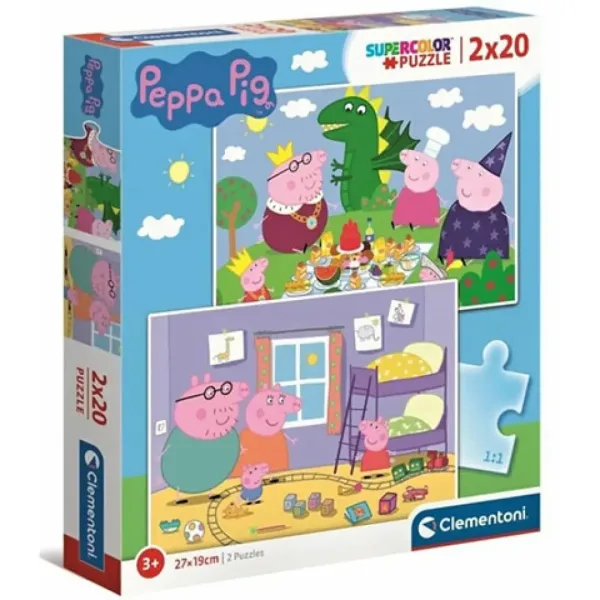 Peppa Pig Supercolor 2 in 1 puzzle 2x20 pezzi - Clementoni immagine 1