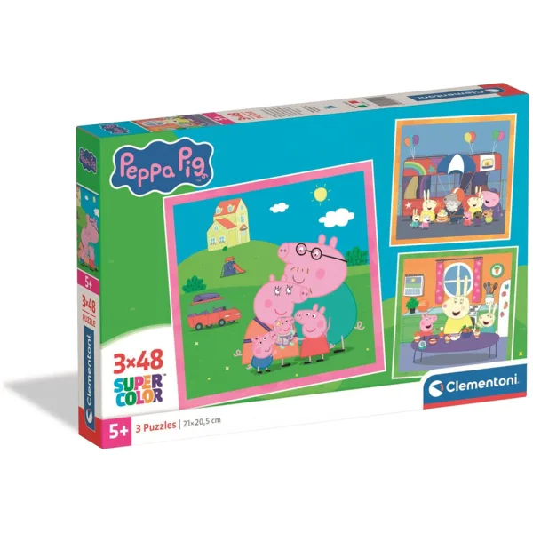 Peppa Pig puzzle Super Color 3 x 48 pezzi - Clementoni immagine 1