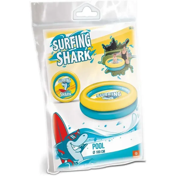 Piscina gonfiabile a 2 anelli con motivo a squalo 100 cm - Mondo Toys immagine 2
