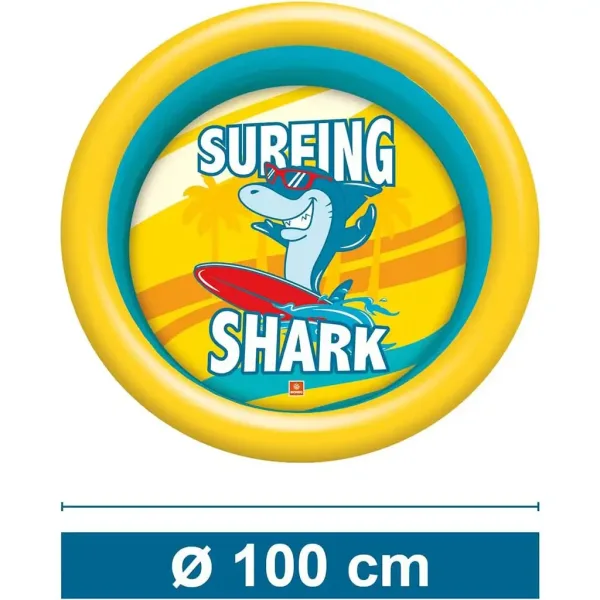 Piscina gonfiabile a 2 anelli con motivo a squalo 100 cm - Mondo Toys immagine 3