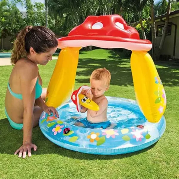 Piscina per bambini a forma di fungo 102x89 cm immagine 4