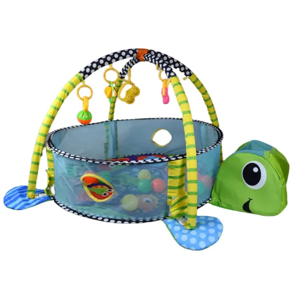 Piscina per bambini a forma di tartaruga con palline e accessori 70x90cm immagine 2
