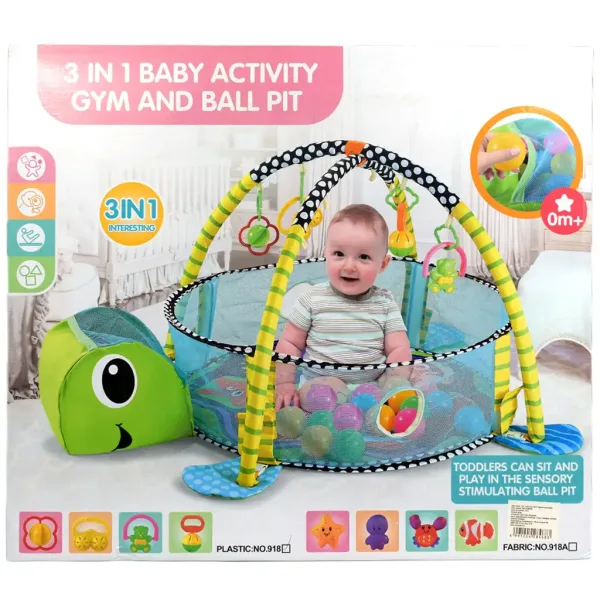 Piscina per bambini a forma di tartaruga con palline e accessori 70x90cm immagine 7