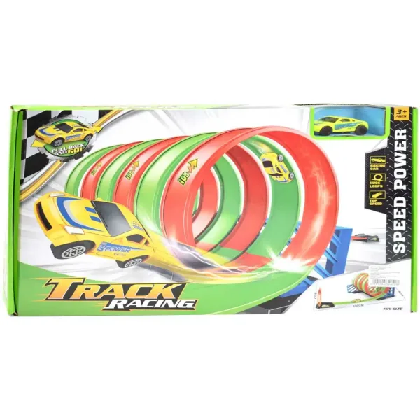 Pista da corsa: Set pista a spirale con 6 loop a 360 gradi e 1 macchinina in scala 1/64 immagine 1