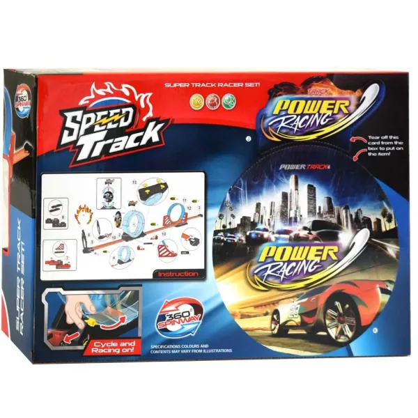 Pista da corsa Speed Track con 20 pezzi, con loop e auto a retrocarica in scala 1/64 immagine 2