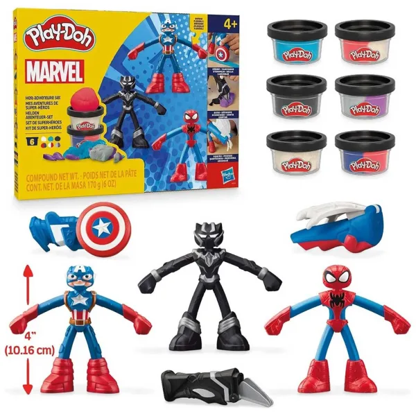 Play-Doh: Marvel Avventure eroiche, set di pasta modellabile con 3 personaggi - Hasbro immagine 2