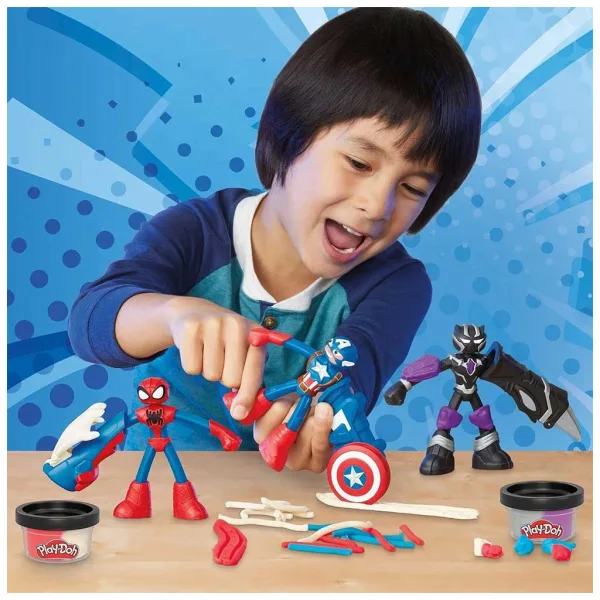 Play-Doh: Marvel Avventure eroiche, set di pasta modellabile con 3 personaggi - Hasbro immagine 4