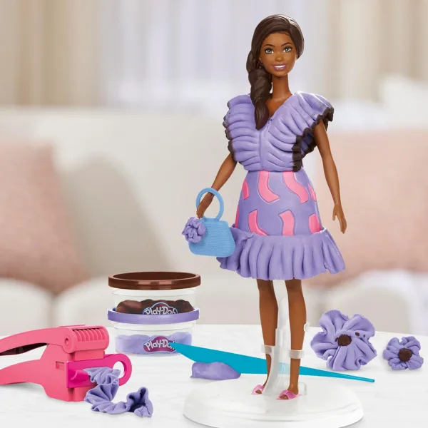 Play-Doh: Set di pasta modellabile Barbie Fashionista con abito a balze e bambola - Hasbro immagine 4