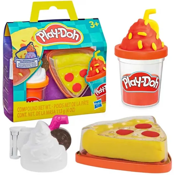 Play-Doh: Treats To Go Pizza e Milkshake - set di pasta da modellare - Hasbro immagine 2