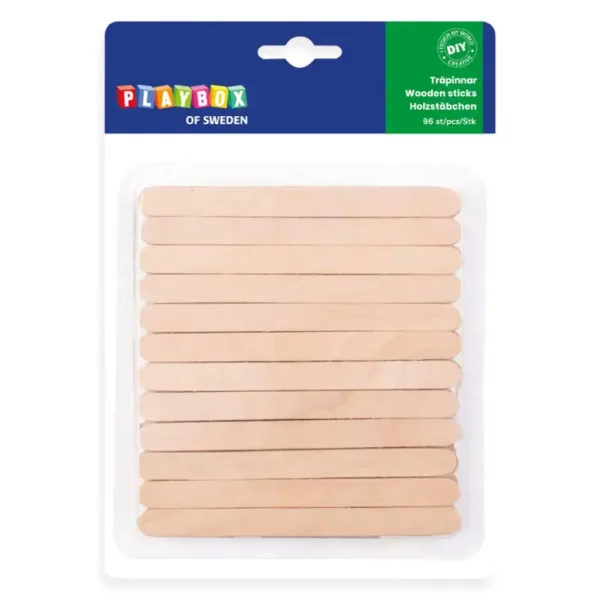 PlayBox: Bastoncini decorativi in legno con angoli arrotondati 110x10mm confezione da 96 pezzi immagine 1