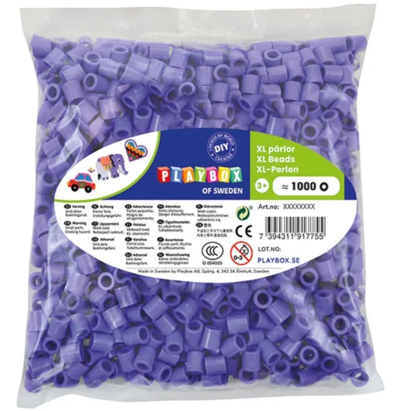 PlayBox: Confezione da 1000 perle stirabili MIDI XL da 9 mm, colore lilla immagine 1