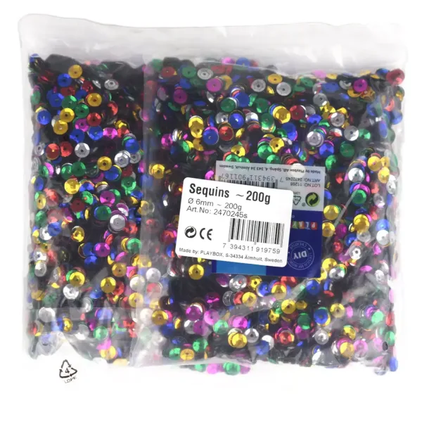 PlayBox: Confezione di paillettes colorate da cucire 6mm immagine 1