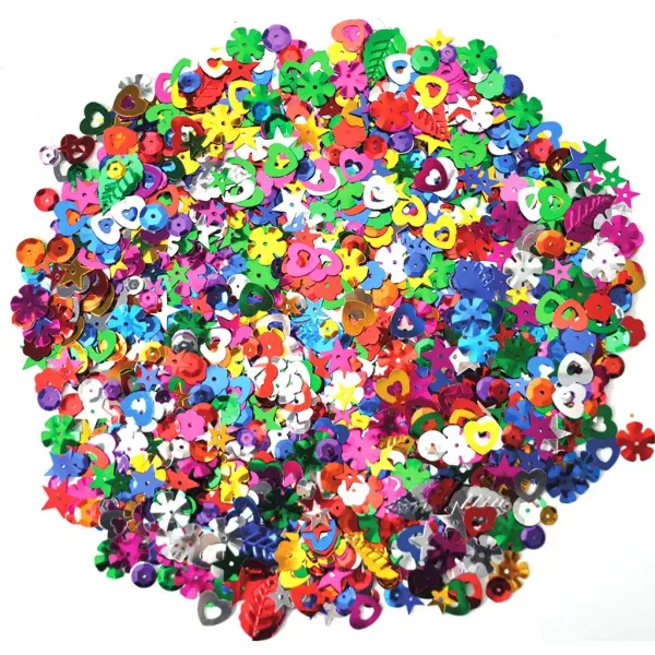 PlayBox: Confezione di paillettes colorate in diversi colori, dimensioni e forme, confezione da 100g immagine 1