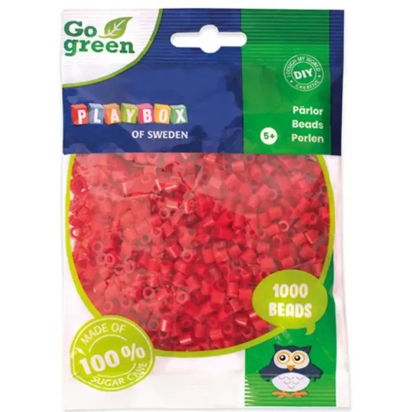 PlayBox: Go Green perline MIDI da 5mm termoadesive 1000 pezzi colore rosso immagine 1