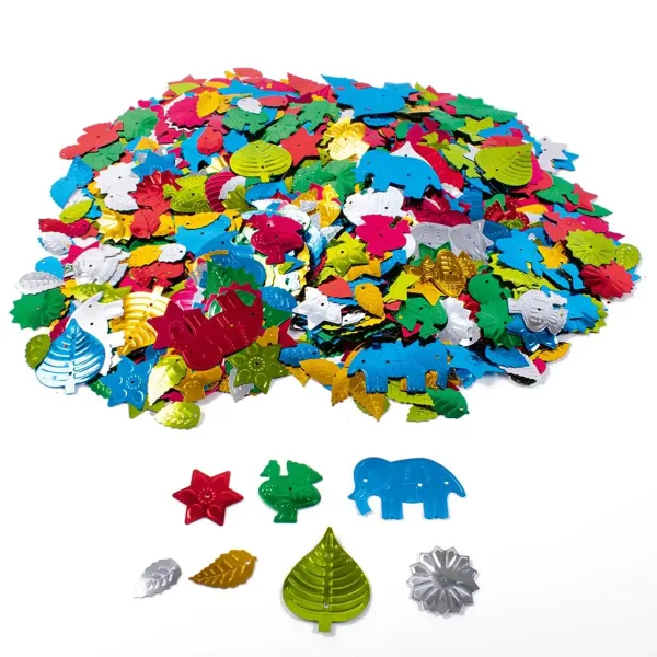 PlayBox: Grandi paillettes colorate in diverse tonalità, dimensioni e forme da 1,5 cm a 4 cm, confezione da 100 g immagine 1