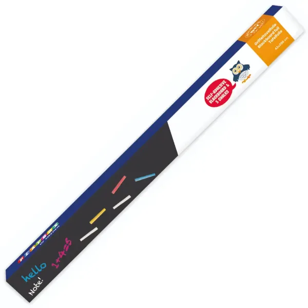 PlayBox: Lavagna a rullo nera con gessetti colorati 200x45cm immagine 1