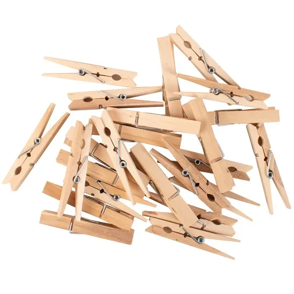 PlayBox: Mollette decorative in legno naturale 74mm confezione da 24 pezzi immagine 1