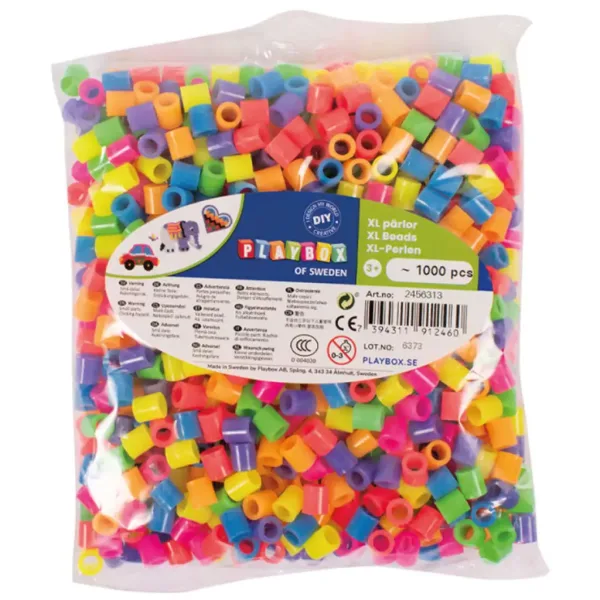 PlayBox: Perline da stirare XL MAXI da 9mm, colori neon, confezione da 1000 pezzi immagine 1